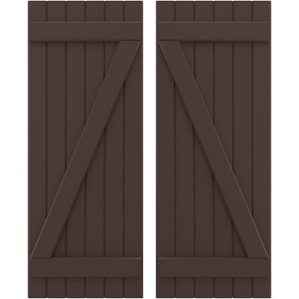 Ekena Millwork Americraft 6-Board (2 Batten) Wood Joined Board-n-Batten Shutters w/ Z-Bar, ARW102BB621X32TBH, PR ARW102BB621X32TBH - main